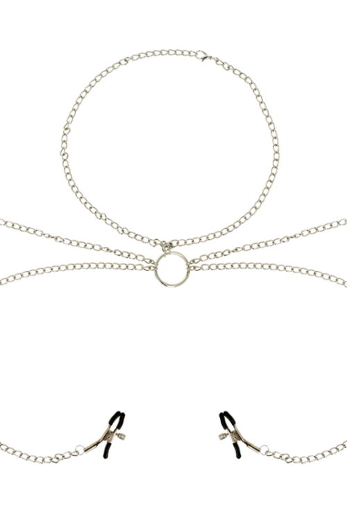 OHMAMA FETISH – 4 PINZAS PEZONES CON COLLAR DE CADENAS
