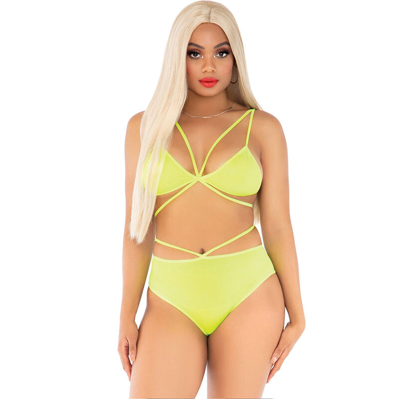 LEG AVENUE – TOP & BRAGAS CON TIRANTES AMARILLO