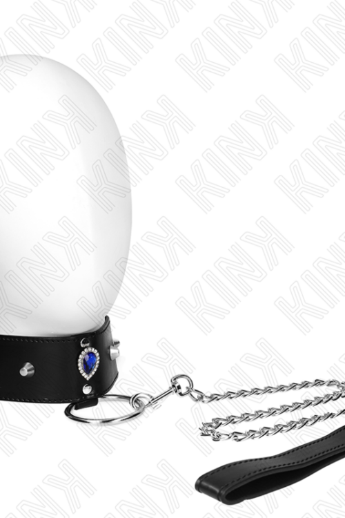 KINK – COLLAR CON CORREA 65 CM CON DIAMANTES AZULES AJUSTABLE 36-43 CM X 5 CM