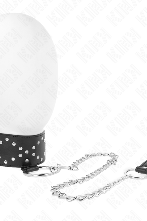KINK – COLLAR CON CORREA 65 CM CON TACHUELAS PLATEADAS MODELO 3 AJUSTABLE 36-43 CM X 5 CM