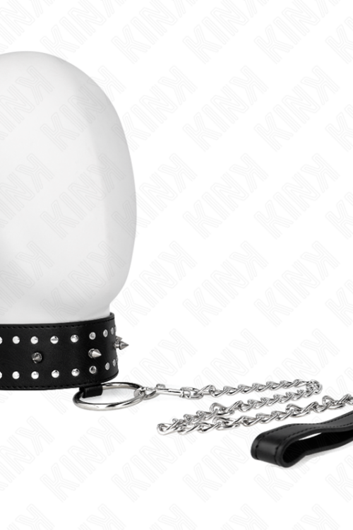 KINK – COLLAR CON CORREA 65 CM CON TACHUELAS PLATEADAS MODELO 1 AJUSTABLE 36-43 CM X 5 CM