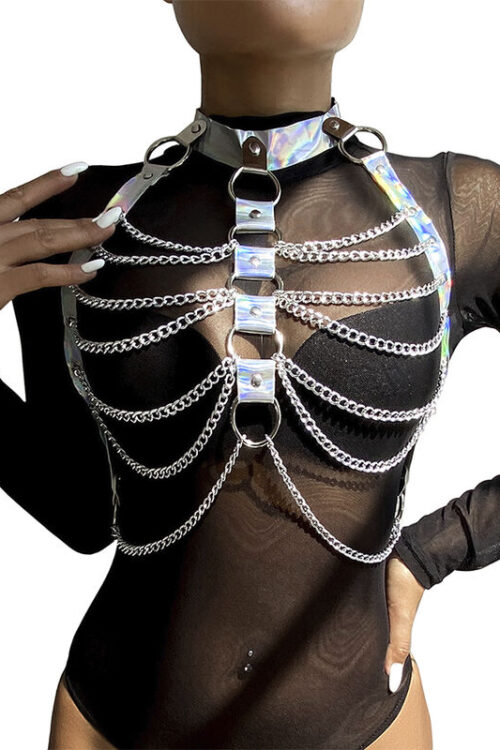 SUBBLIME – 953737 ARNÉS DE PECHO CON ANILLOS Y CADENAS PLATA TALLA ÚNICA