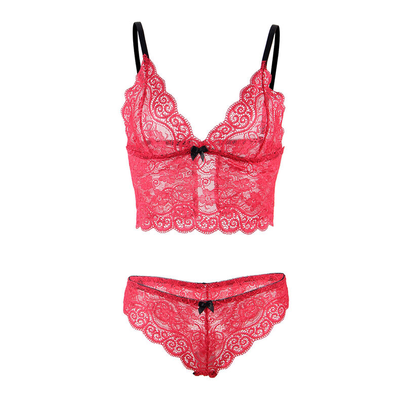 SUBBLIME - 953904 SET 3 PIEZAS ENCAJE Y SATEN ROJO L/XL - Imagen 4