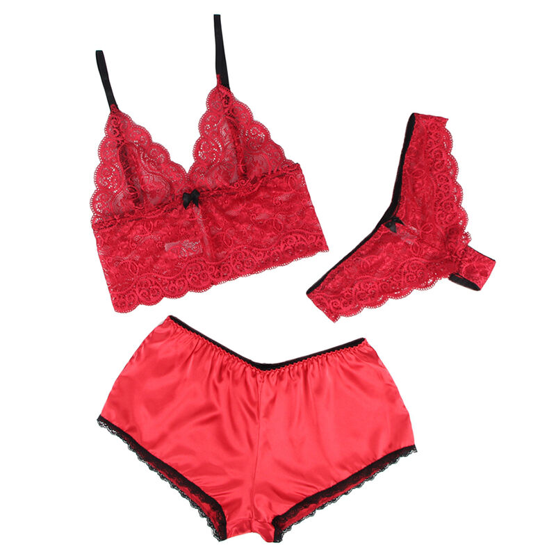 SUBBLIME - 953904 SET 3 PIEZAS ENCAJE Y SATEN ROJO L/XL - Imagen 11