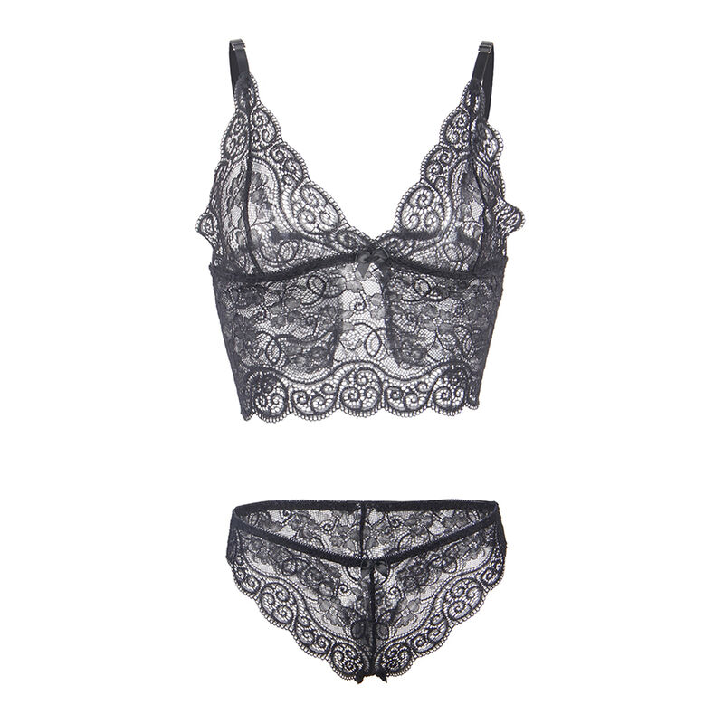 SUBBLIME - 953911 SET 3 PIEZAS ENCAJE Y SATEN NEGRO S/M - Imagen 12