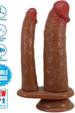 PRETTY LOVE - HULBERT DOBLE DILDO REALÍSTICO CON VIBRACIÓN MULATO