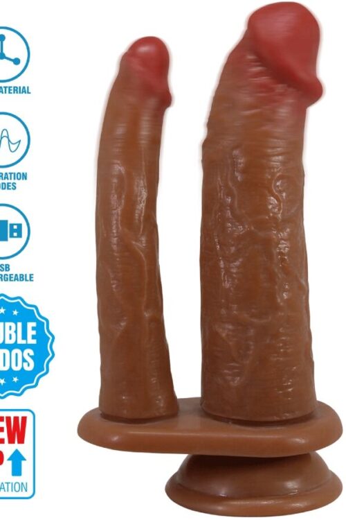 PRETTY LOVE – HULBERT DOBLE DILDO REALÍSTICO CON VIBRACIÓN MULATO