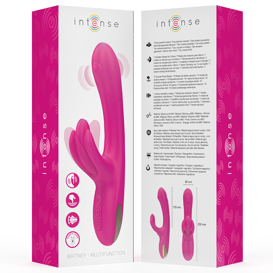 INTENSE - BRITNEY VIBRADOR MULTIFUNCIÓN RABBIT 23 CM ROSA - Imagen 7
