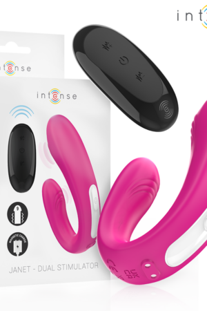 INTENSE - JANET ESTIMULADOR Y VIBRADOR DUAL EN FORMA DE U CON CONTROL REMOTO ROSA