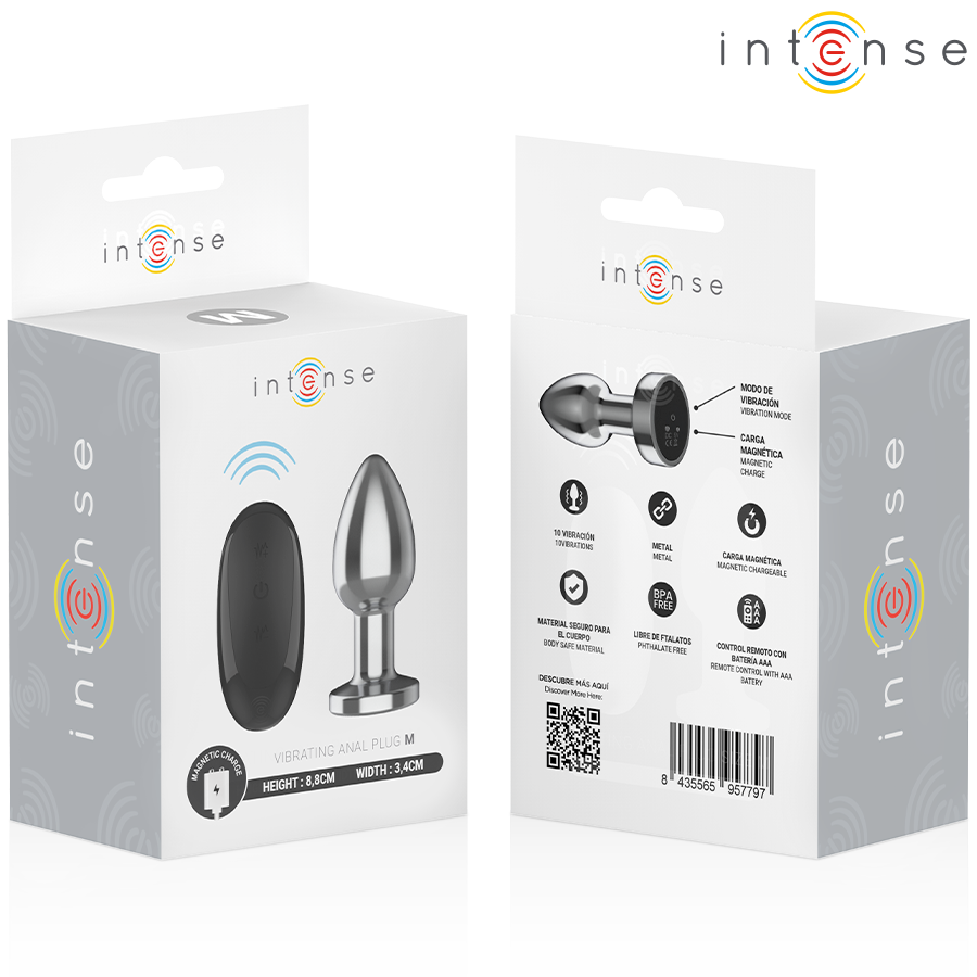INTENSE - PLUG ANAL 10 VIBRACIONES METAL CON CONTROL REMOTO M - Imagen 7
