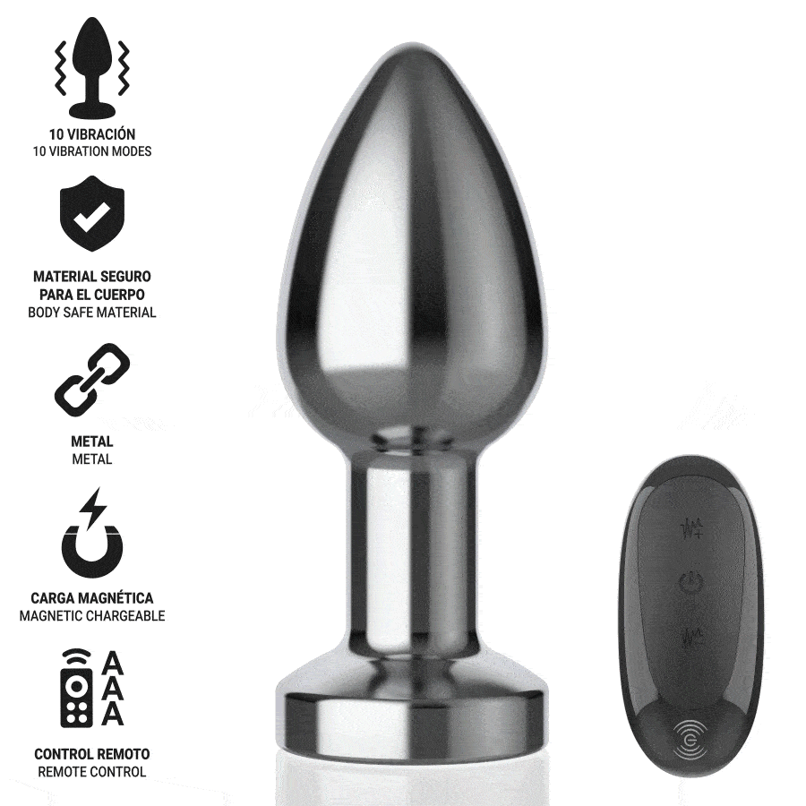 INTENSE - PLUG ANAL 10 VIBRACIONES METAL CON CONTROL REMOTO M - Imagen 8