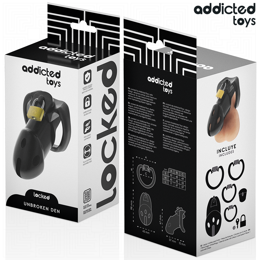 ADDICTED TOYS LOCKED - UNBROKEN DEN JAULA PARA PENE 9,8 CM - Imagen 7