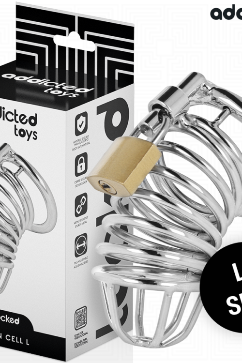 ADDICTED TOYS LOCKED – IRON CELL JAULA PARA PENE DE METAL 5 CM TALLA L
