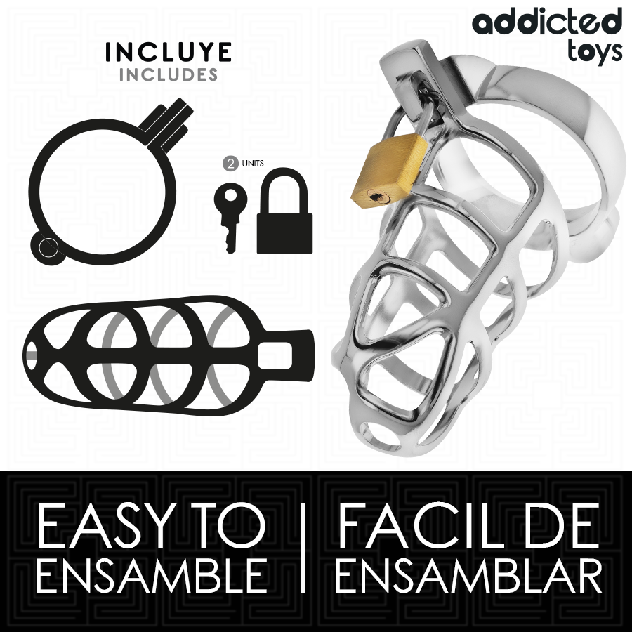 ADDICTED TOYS LOCKED - SILVER LOCK JAULA PARA PENE DE METAL TALLA M - Imagen 3