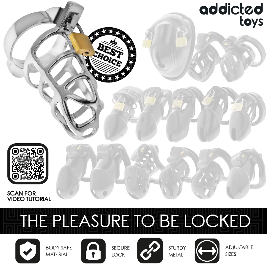 ADDICTED TOYS LOCKED - SILVER LOCK JAULA PARA PENE DE METAL TALLA M - Imagen 5