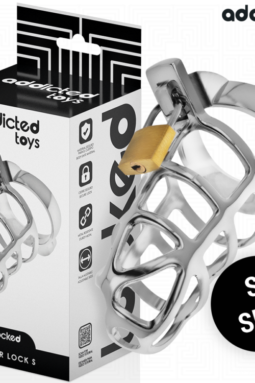ADDICTED TOYS LOCKED – SILVER LOCK JAULA PARA PENE DE METAL TALLA S