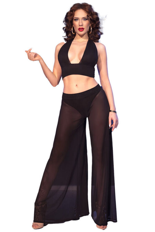 CHILIROSE – CR  4857 SET TOP Y PANTALONES NEGRO TALLA S