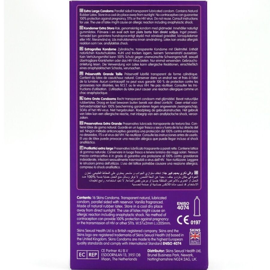 SKINS - TAMAÑO XL PRESERVATIVOS PREMIUM PACK 16 - Imagen 4
