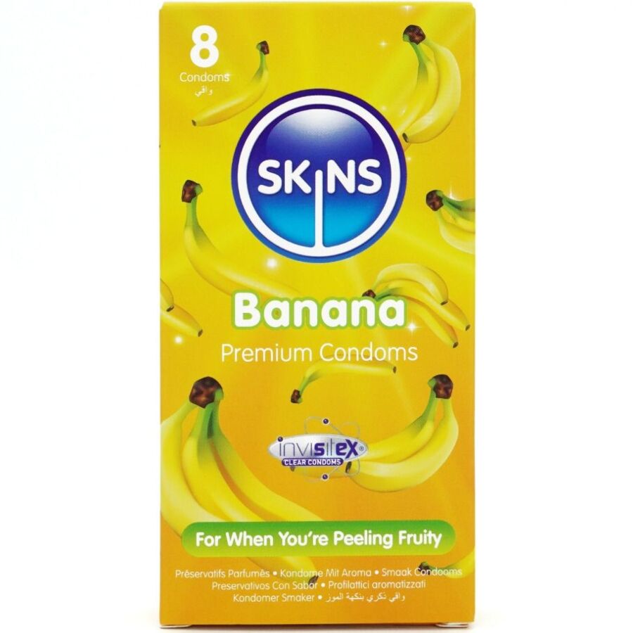 SKINS – PRESERVATIVOS PREMIUM SABOR PLÁTANO PACK 8
