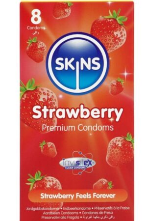 SKINS - PRESERVATIVOS PREMIUM SABOR FRESA PACK 8