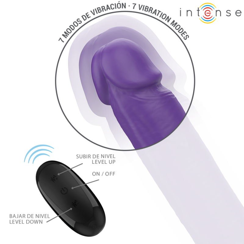 INTENSE - GUNTER DILDO DOBLE VIBRADOR 40 CM MORADO CONTROL REMOTO - Imagen 3