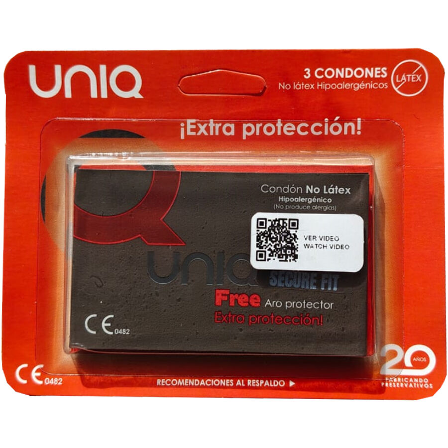 UNIQ – SECURE FIT PRESERVATIVOS SIN LÁTEX 3 UNIDADES