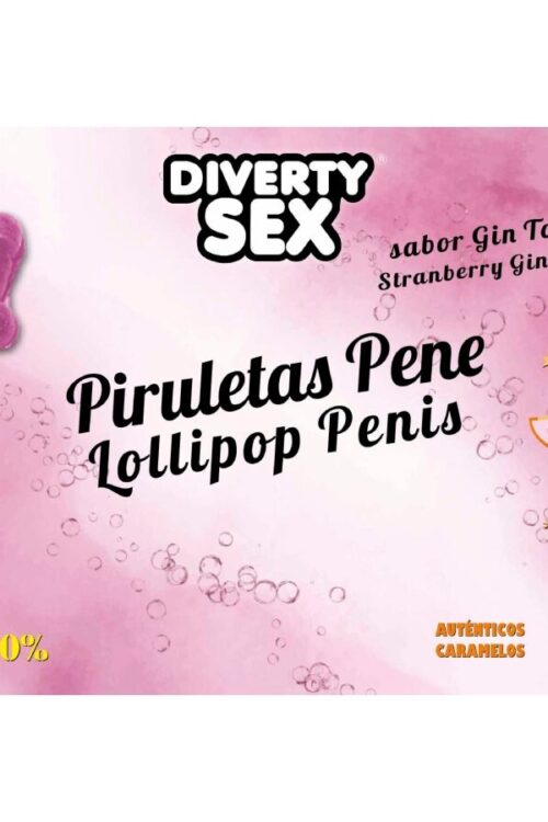 DIABLO GOLOSO – 50 PIRULETAS PENE GIN TONIC FRESA 10% ALCOHOL