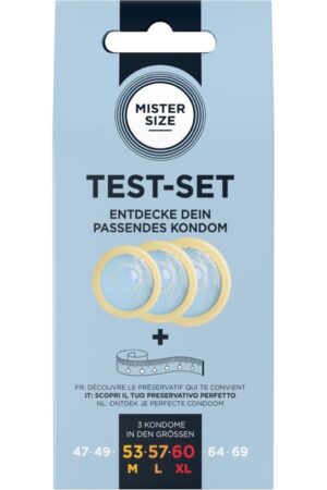 MISTER SIZE - TEST SET 3 PRESERVATIVOS DIFERENTES TALLAS + CINTA MÉTRICA
