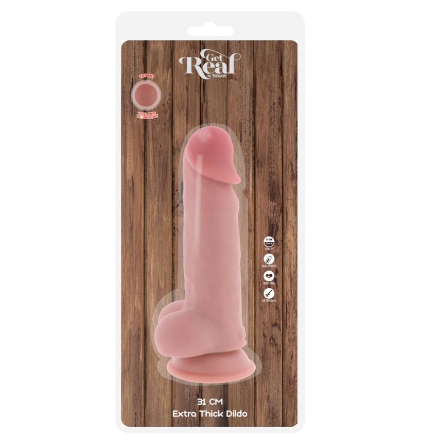 GET REAL - PENE REALÍSTICO DELUXE CON TESTÍCULOS EXTRA GRUESO 31 CM - Imagen 4