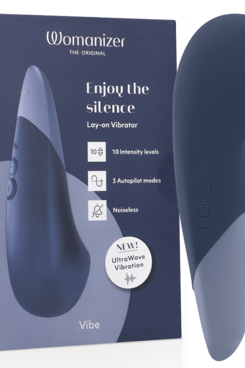 WOMANIZER – VIBE VIBRADOR LAY-ON SILENCIOSO AZUL OSCURO