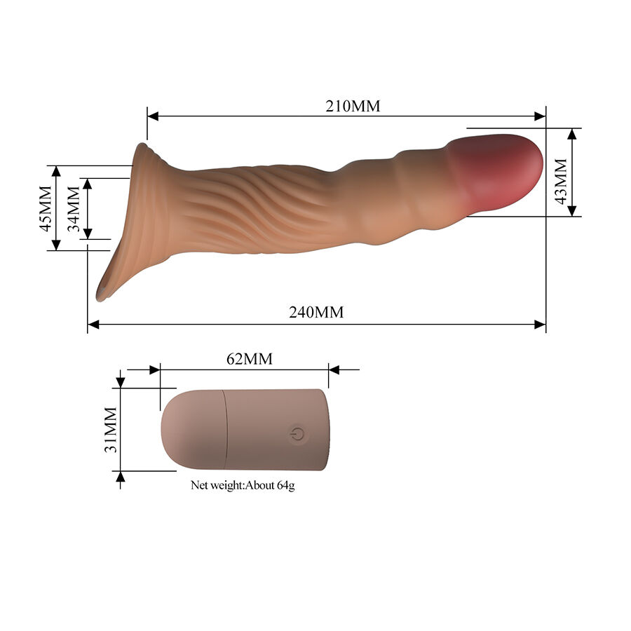 PRETTY LOVE - FUNDA PARA PENE TEXTURIZADA CON VIBRACIÓN Y CONTROL REMOTO - Imagen 7
