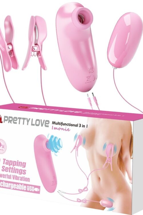 PRETTY LOVE – IMONIE SET MULTIFUNCIONAL 3 EN 1 CON SUCCIONADOR, PEZONES Y CLÍTORIS