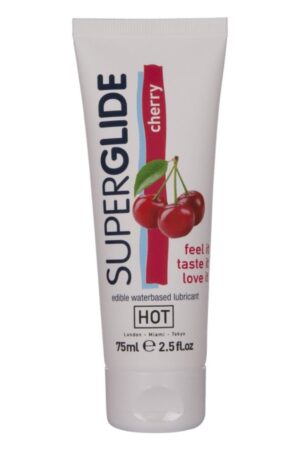 HOT - SUPERGLIDE LUBRICANTE COMESTIBLE BASE AGUA CEREZA 75 ML