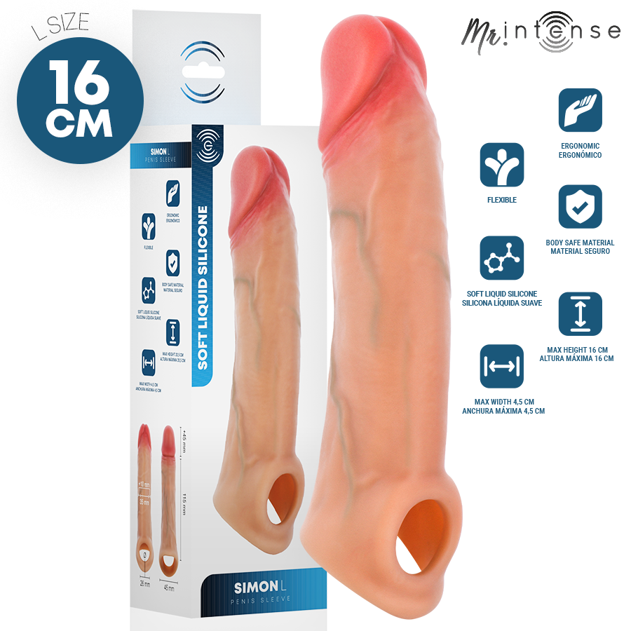 MR INTENSE – SIMON L FUNDA PARA PENE SILICONA 16 CM -Ø- 4.5 CM