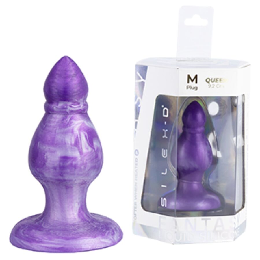 SILEXD - QUEEN PLUG ANAL FANTASY SILICONA LIQUIDA TERMOREACTIVO LILA 9.2 CM - Imagen 4