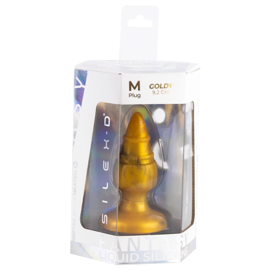 SILEXD - GOLDY PLUG ANAL FANTASY SILICONA LIQUIDA TERMOREACTIVO ORO 9.2 CM - Imagen 2