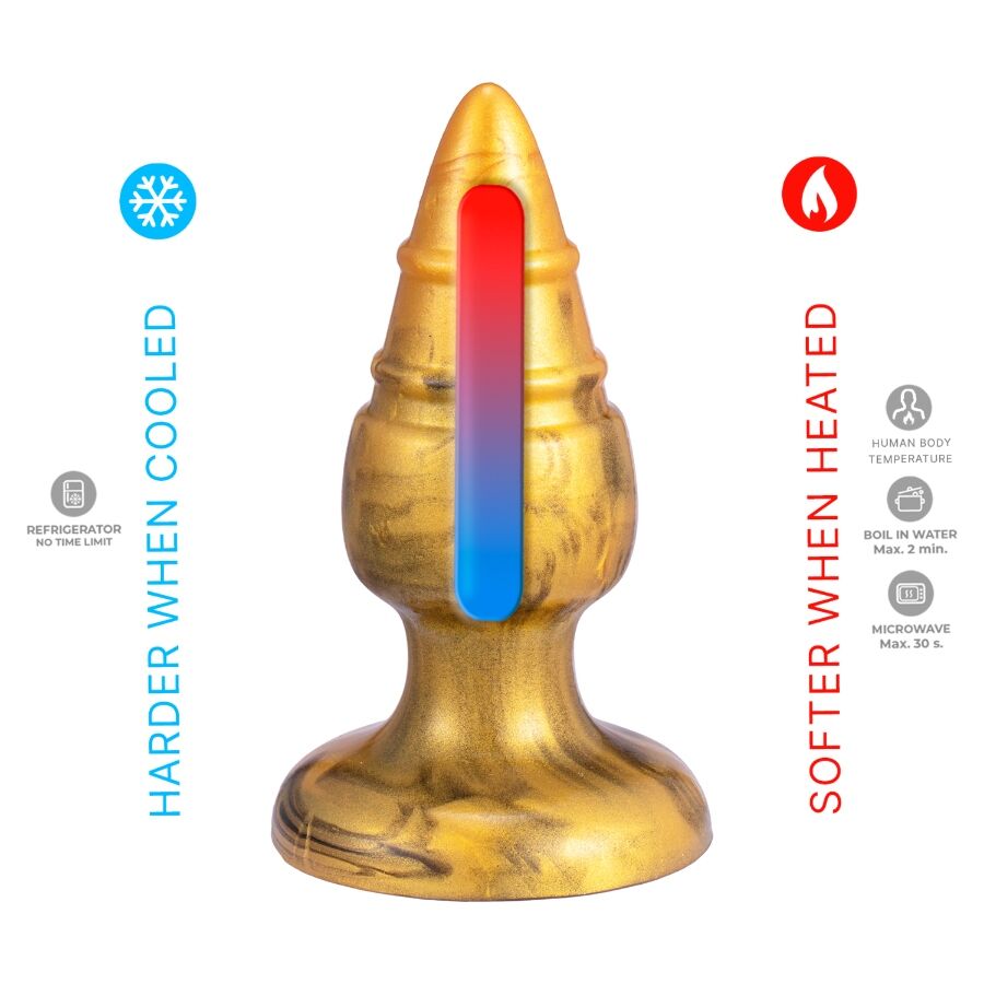 SILEXD - GOLDY PLUG ANAL FANTASY SILICONA LIQUIDA TERMOREACTIVO ORO 9.2 CM - Imagen 5