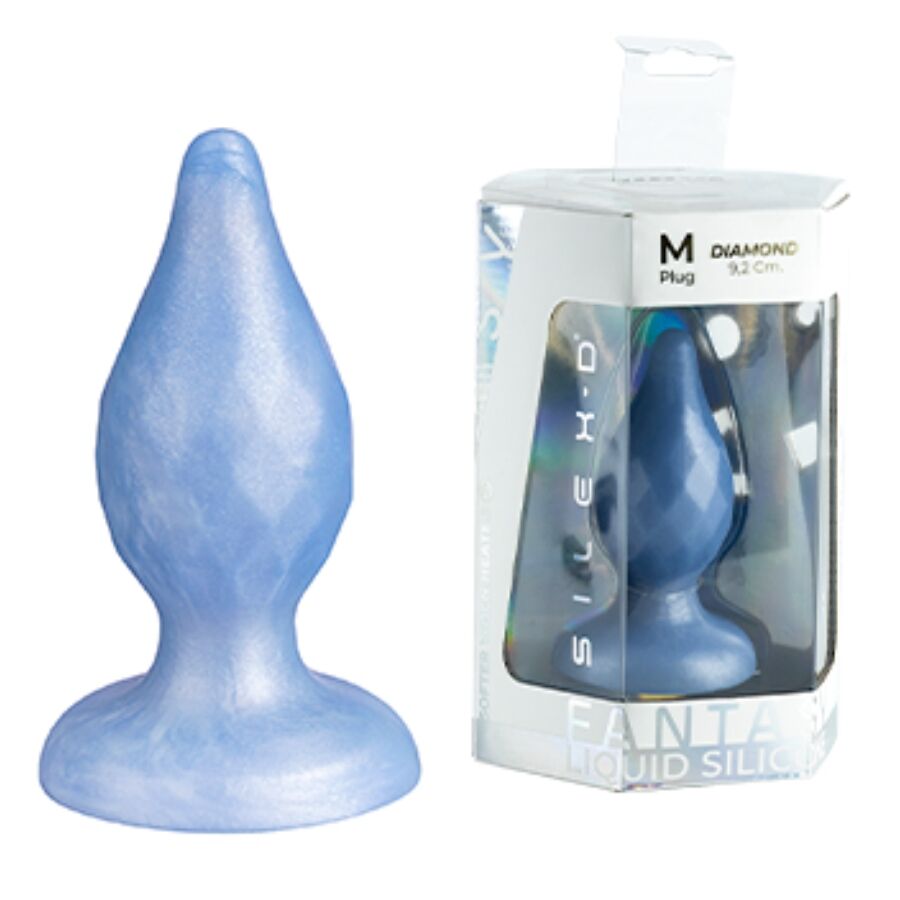 SILEXD - DIAMOND PLUG ANAL FANTASY SILICONA LIQUIDA TERMOREACTIVO AZUL PERLA 9.2 CM - Imagen 2