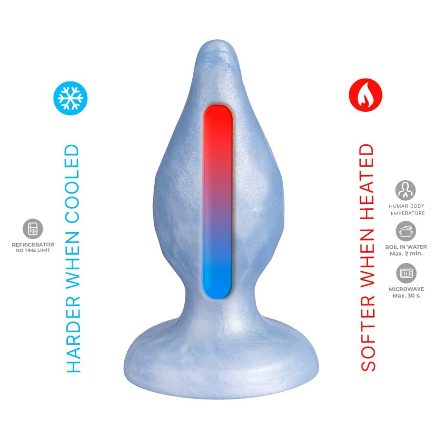 SILEXD - DIAMOND PLUG ANAL FANTASY SILICONA LIQUIDA TERMOREACTIVO AZUL PERLA 9.2 CM - Imagen 3