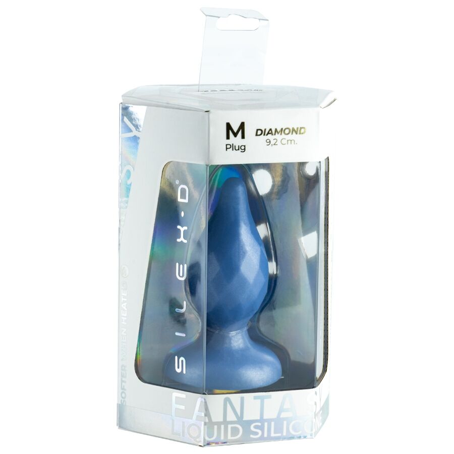 SILEXD - DIAMOND PLUG ANAL FANTASY SILICONA LIQUIDA TERMOREACTIVO AZUL PERLA 9.2 CM - Imagen 5