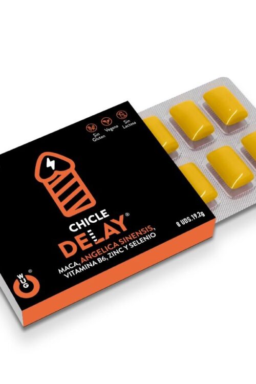 WUG DELAY – 1 x 8 UDS | Chicle funcional con Zinc, Selenio y Vitamina B6 para mayor control y resistencia en los momentos íntimos