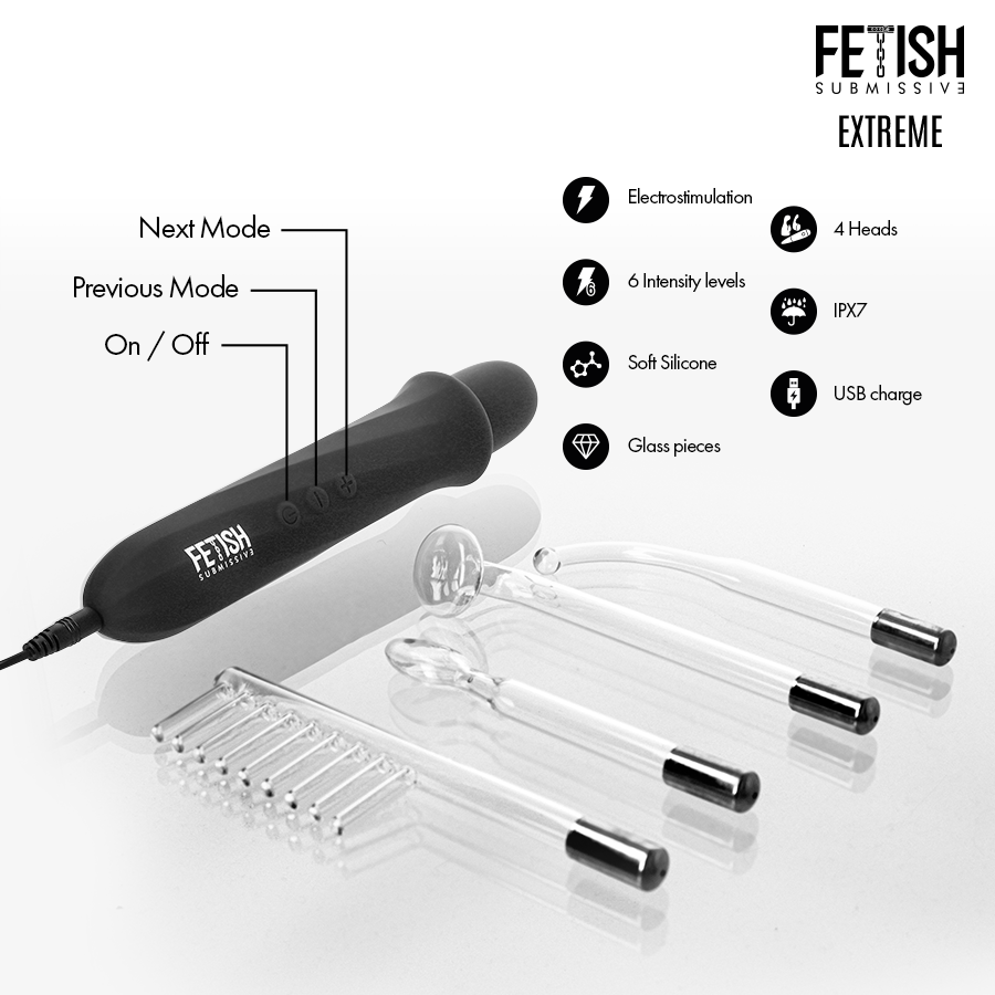 FETISH SUBMISSIVE - VIBRADOR WAND ELECTROESTIMULACIÓN ALTA FRECUENCIA - Imagen 4