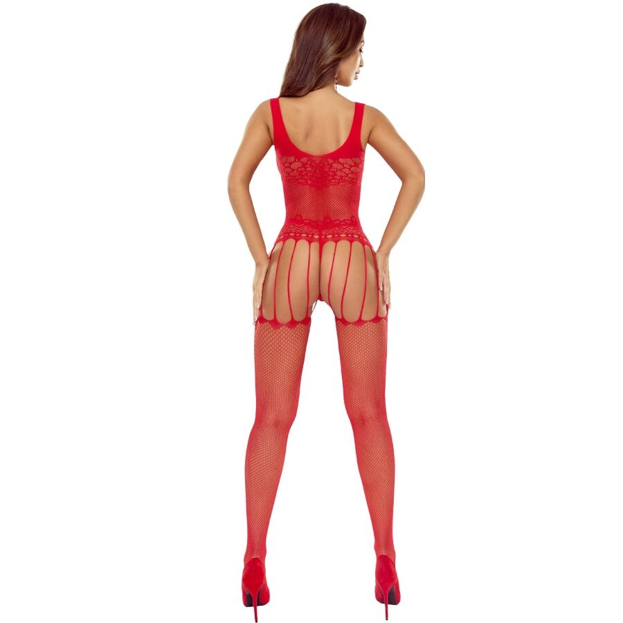 PASSION - BS119 BODYSTOCKING FLORAL ROJO - Imagen 2
