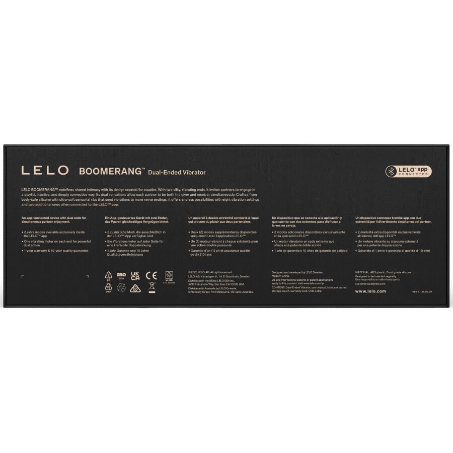 LELO - BOOMERANG VIBRADOR DE DOBLE EXTREMO CEREZA - Imagen 4