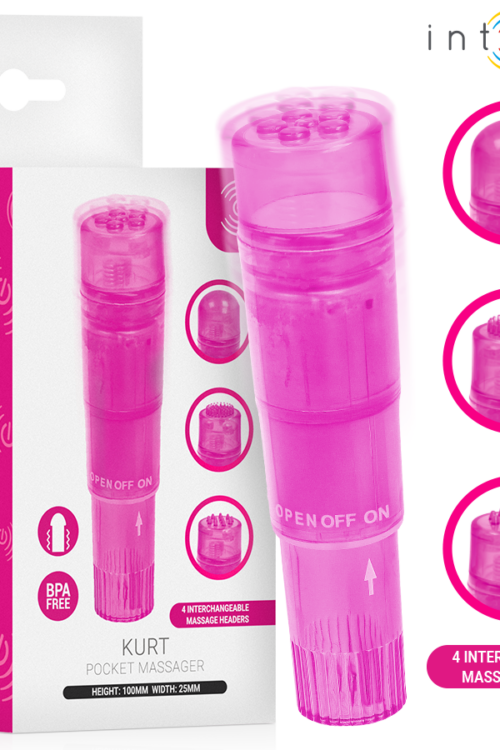 INTENSE – KURT MINI MASAJEADOR CON 4 CABEZALES INTERCAMBIABLES ROSA