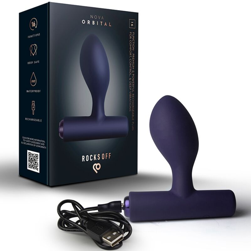 ROCKS-OFF – NOVA ORBITAL PREMIUM PLUG ANAL RECARGABLE 16 FUNCIONES AZUL