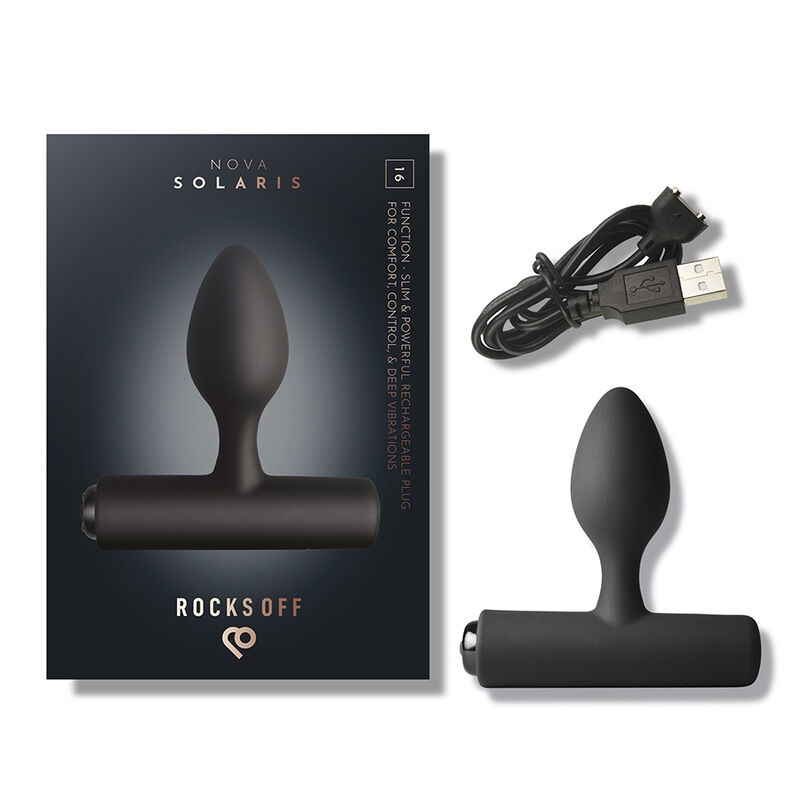 ROCKS-OFF - NOVA SOLARIS PLUG ANAL FINO RECARGABLE 16 FUNCIONES NEGRO - Imagen 6