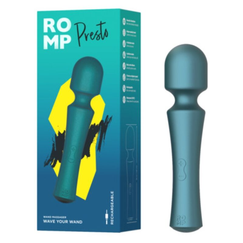 ROMP - PRESTO MINI WAND VIBRADOR CABEZAL FLEXIBLE VERDE - Imagen 6