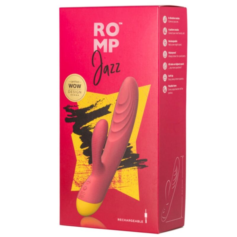 ROMP - JAZZ VIBRADOR RABBIT RECARGABLE ROJO - Imagen 6