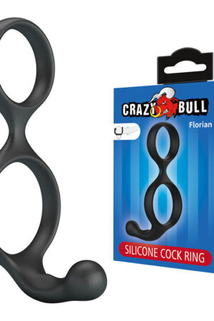 CRAZY BULL - FLORIAN ANILLO DOBLE PARA PENE Y TESTÍCULOS SILICONA NEGRO